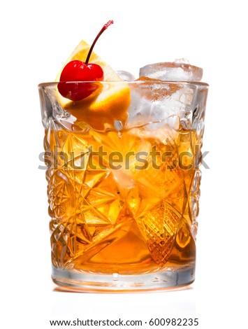 closeup of Cocktail old fashion