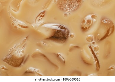 Close-up of Cold latte drink with ice cubes, - Powered by Shutterstock