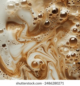 Close-up of Cold latte drink with ice cubes, - Powered by Shutterstock