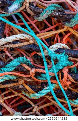 A closeup of coloful fishing net.