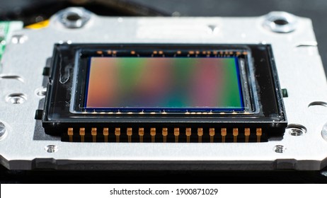 Close-up color block of the camera. Photosensitive element of the camera