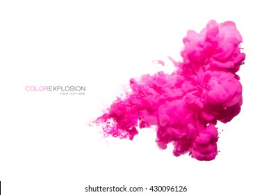 Closeup of a colorful acrylic ink in water isolated on white. Fluid Abstract background. Color explosion