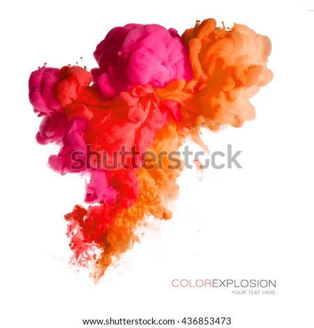 Closeup of a colorful acrylic ink in water isolated on white. Abstract background. Color explosion