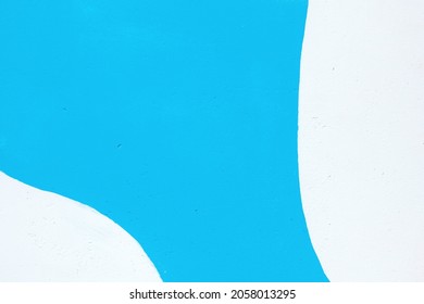 Closeup Of Colorful Blue, Gray And White Urban Wall Texture. Modern Pattern For Wallpaper Or Mockup Presentation Design. Creative Urban City Background. Abstract Open Composition.