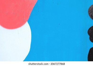 Closeup Of Colorful Blue, Gray And White Urban Wall Texture. Modern Pattern For Wallpaper Or Mockup Presentation Design. Creative Urban City Background. Abstract Open Composition.