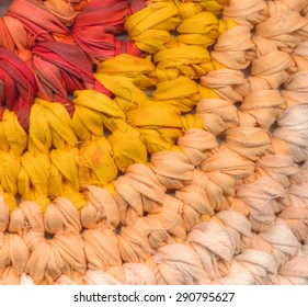 Closeup Colorful Crochet Rag Rug