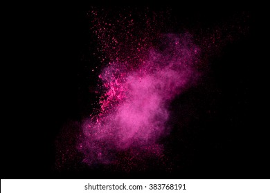 Closeup of a colorful dust particle explosion isolated on black. Abstract background. Color explosion - Shutterstock ID 383768191