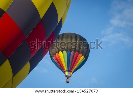 Closeup of colorful fabric of hot air balloons
