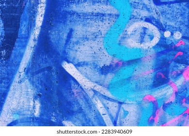 Closeup of colorful pink, purple, blue urban wall texture. Modern pattern for wallpaper design. Creative modern urban city background for advertising mockups. Grunge messy street style background - Shutterstock ID 2283940609