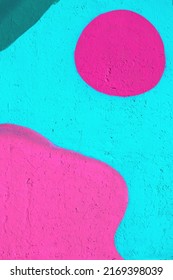Closeup of colorful teal, pink and purple urban wall texture. Modern pattern for wallpaper design. Creative modern urban city background for advertising mockups. Minimal geometric style, solid colors - Shutterstock ID 2169398039
