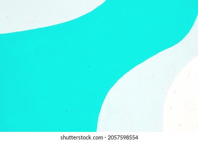 Closeup Of Colorful Turquoise, Gray And White Urban Wall Texture. Modern Pattern For Wallpaper Or Mockup Presentation Design. Creative Urban City Background. Abstract Open Composition.