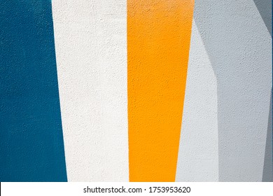 Closeup Of Colorful Urban Wall Texture. Modern Pattern For Wallpaper Design. Creative Urban City Background. Abstract Open Composition. Minimal Geometric Style, Solid Colors