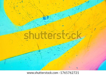 Closeup of colorful urban wall texture. Modern pattern for wallpaper or mockup presentation design. Creative urban city background. Abstract open composition.