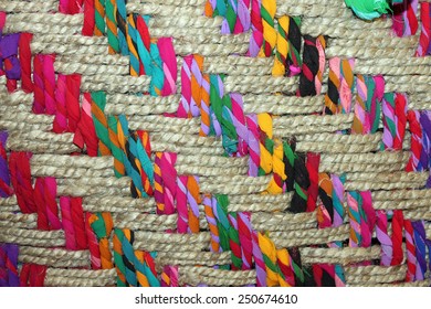 Closeup Of A Colorful Woven Basket