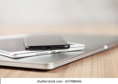 Close-up communicators device on desk