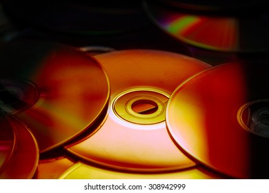 Closeup compact discs, soft focus