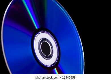 close-up computer cd dvd blue-ray disk isolated on black