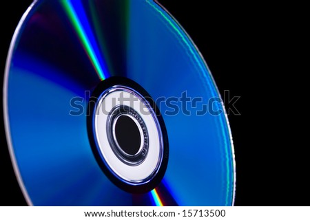close-up computer cd dvd blue-ray disk isolated on black