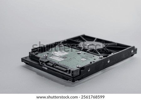 Close-Up of a Computer Hard Disk Drive on White Background