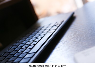 A close-up of a computer keyboard