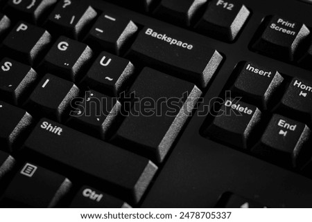 Close-up of the computer keyboard. Enter key copy space. Empty enter button. Mockup keyboard.