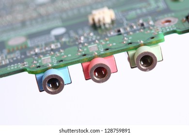 Closeup of computer micro circuit board