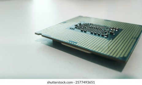 Close-Up of a computer processor on a white surface