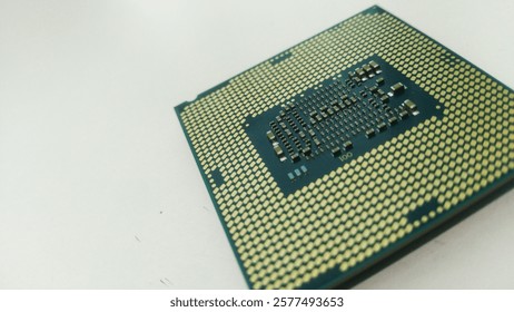 Close-Up of a computer processor on a white surface