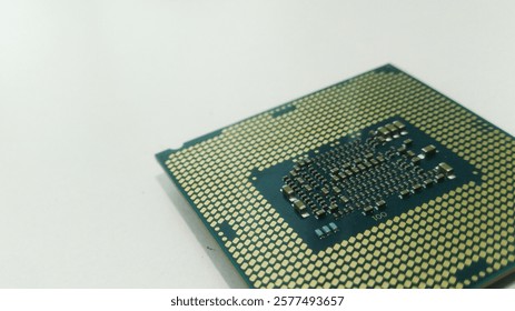 Close-Up of a computer processor on a white surface