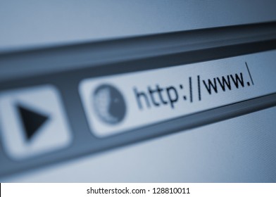Closeup of Computer Screen With Address Bar of Web Browser