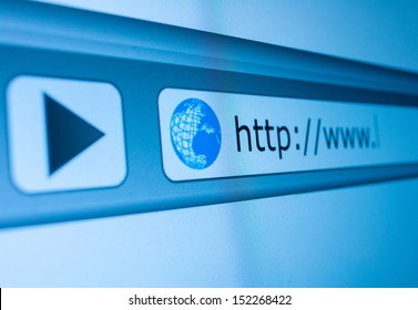 Closeup Of Computer Screen With Favicon And URL Address Bar - Shallow Depth Of Field