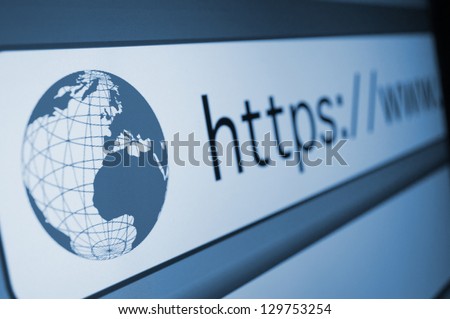 Closeup of Computer Screen With https Address Bar of Web Browser