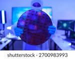 Close-up concept of semiconductor or microchip, technology development, electronics industry, computer technology electronics engineer, CPU maintenance, hardware