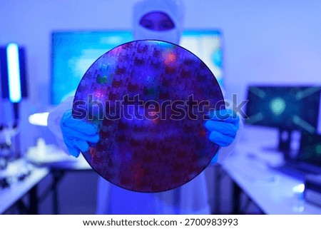 Close-up concept of semiconductor or microchip, technology development, electronics industry, computer technology electronics engineer, CPU maintenance, hardware
