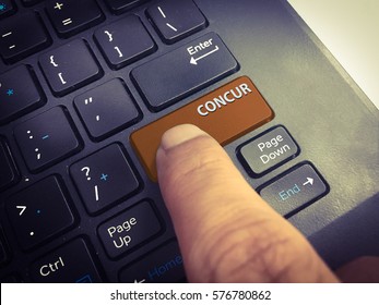 Close-up the CONCUR button on the keyboard and have Brown button isolate black keyboard