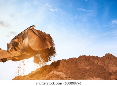 Close-up of a construction site excavator