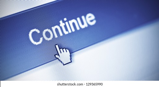 close-up of continue button on computer screen