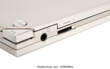 Close-up of the control in cd dvd player, with focus on volume