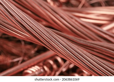 Close-up Copper Wire Cable, Raw Material Energy Industry