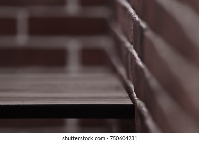 Closeup. Corner partition wall with table