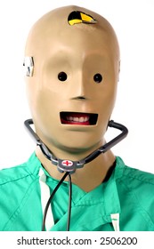 Close-up of crash test dummy in doctors scrubs - Shutterstock ID 2506200