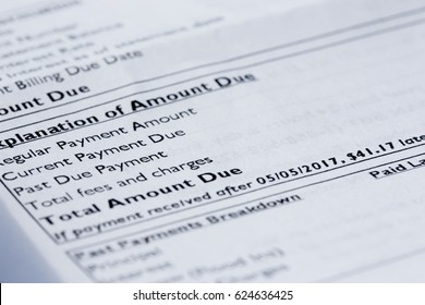 Close-up Of Credit Card Statement With Focus On Total Amount Due