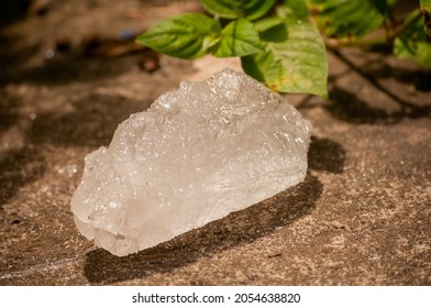 Close-up, Crystalline Rock, Alum Crystals Hit By Light.