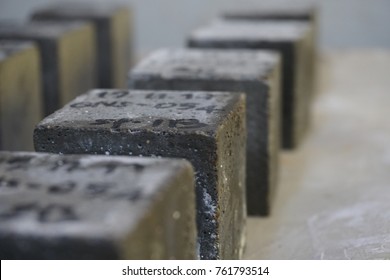 Closeup Cube Mortar Samples For Compressive Strength Test