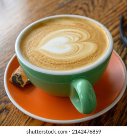 Close-up Of A Cup Of Cappuccino, Whangarei, Far North District, North Island, New Zealand