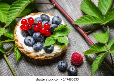 Closeup of cupcake with berry fruits