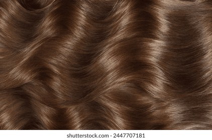 Close-up of curls and frizzy shiny brown hair . Hair colorind or shades - Powered by Shutterstock