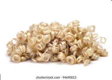 Closeup Of A Curly Blonde Wig