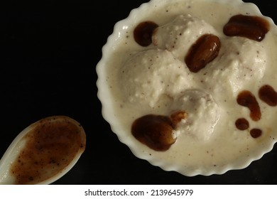 Closeup Of Dahi Bhalle With Black Background