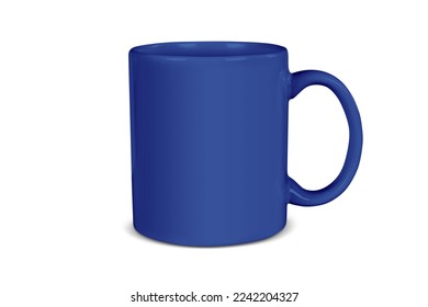 Closeup of dark blue coffee cup resting on a white background. Includes clipping path around the mug. - Powered by Shutterstock